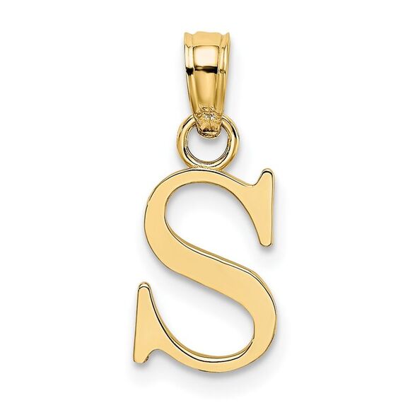 10K Yellow Gold Polished S Block Initial Charm - Picture 1 of 9